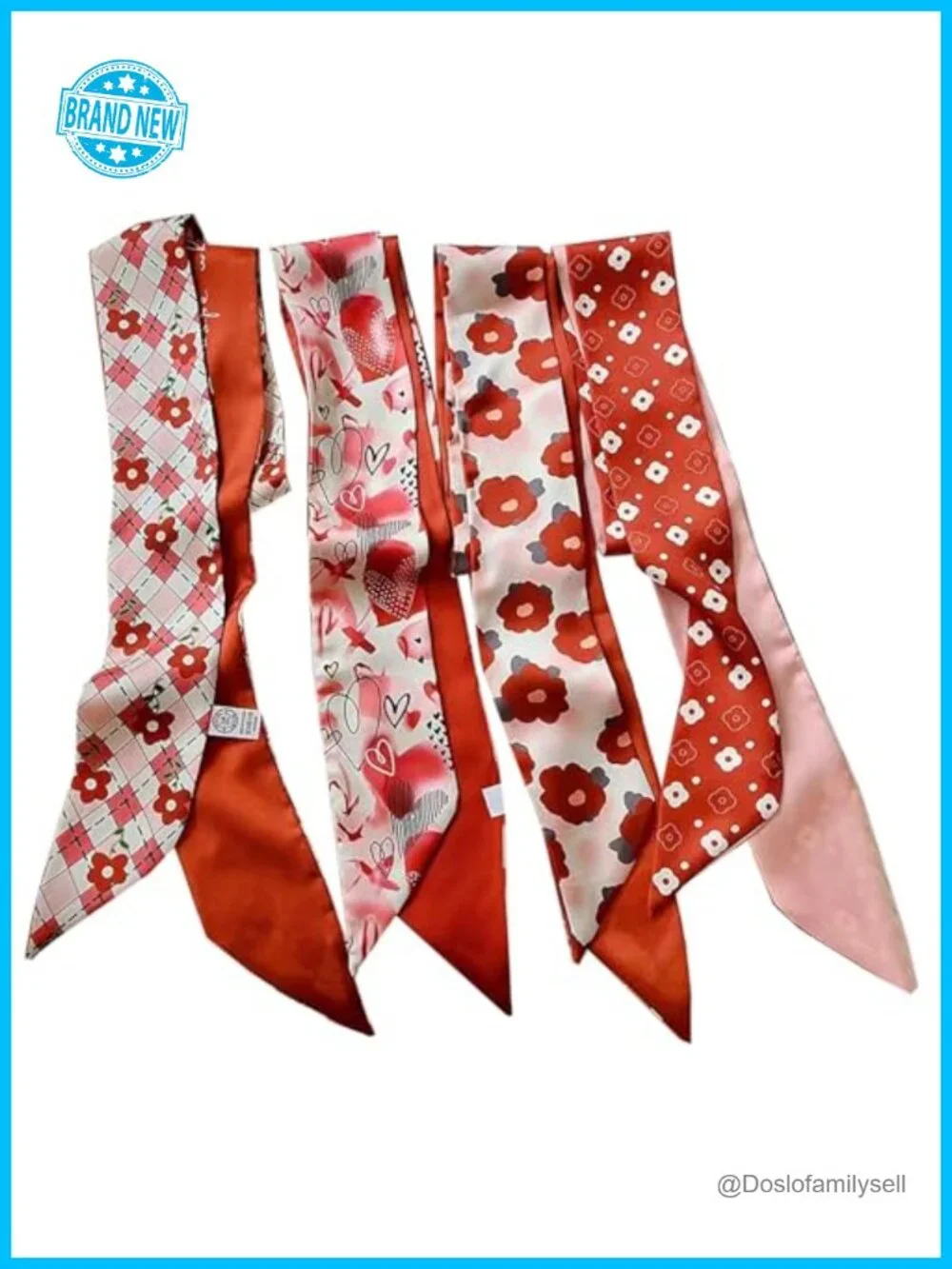 4 Pcs Silky Polyester Satin Fashion Scarves - Versatile Neck & Hair Accessories